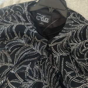 Alex Evenings Elegant Black Blazer with White Pattern